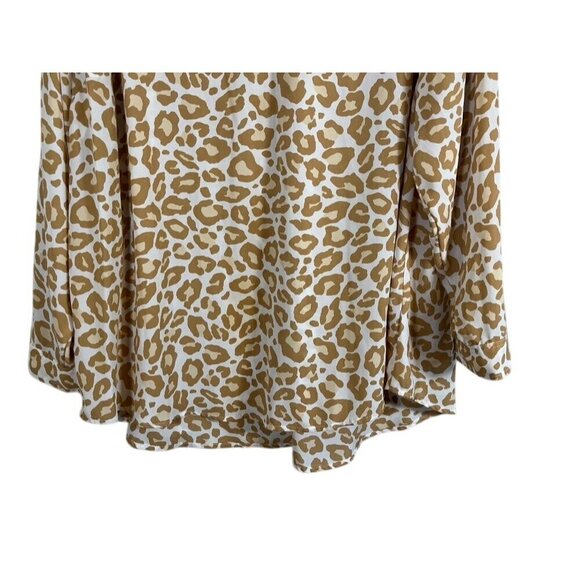 Torrid Animal Print Top 3X Yellow Neutral Georgette Leopard Twee Resort Preppy - Picture 6 of 14
